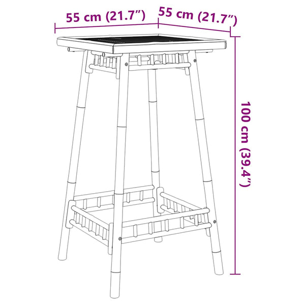 Quadratischer Garten-Bartisch aus Bambus, 55x55 cm