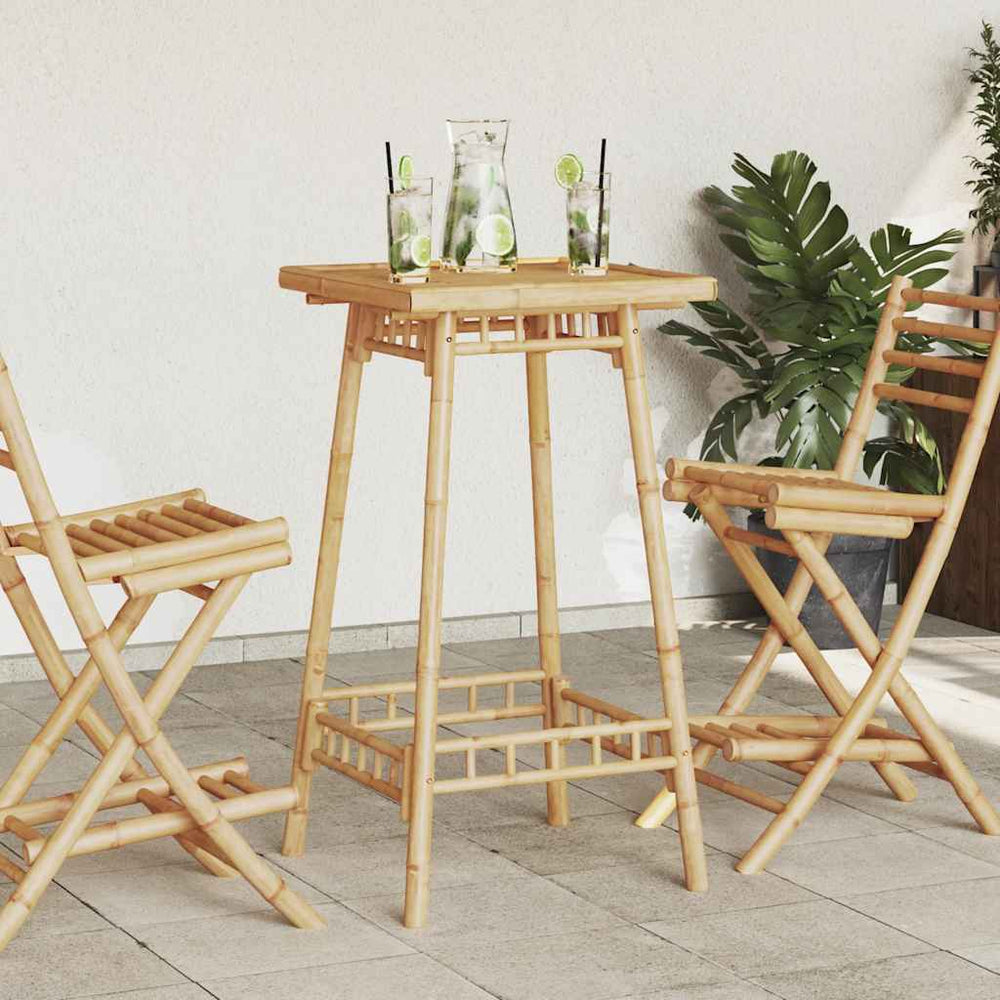 Quadratischer Garten-Bartisch aus Bambus, 55x55 cm