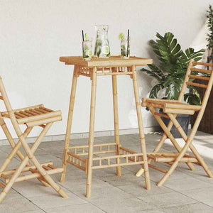 Quadratischer Garten-Bartisch aus Bambus, 55x55 cm