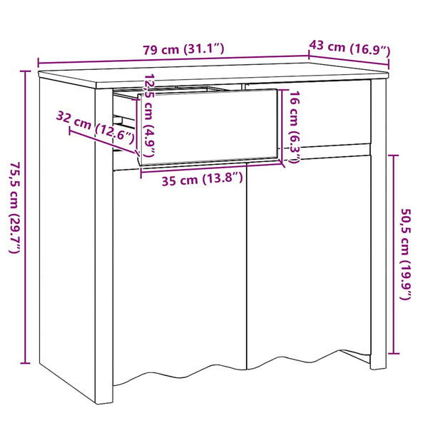 Sideboard Drammen Weiß Kiefer Massivholz