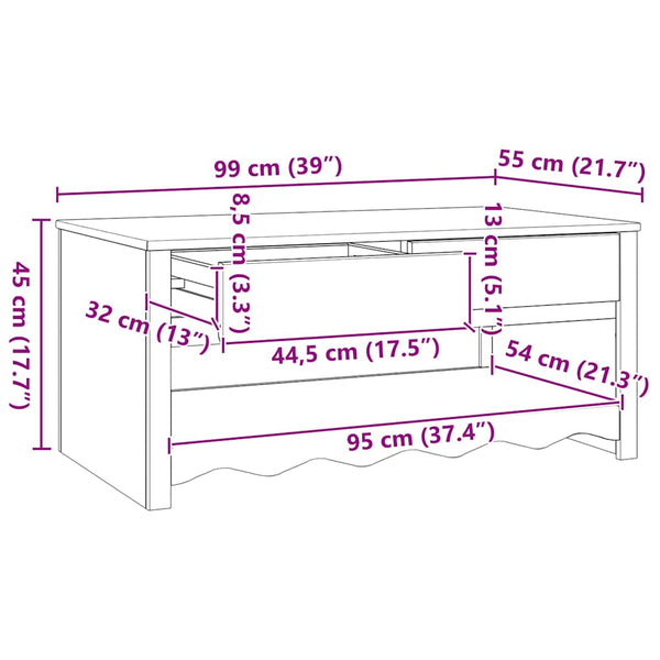 Couchtisch Drammen Eiche Massivholz 99x55 cm