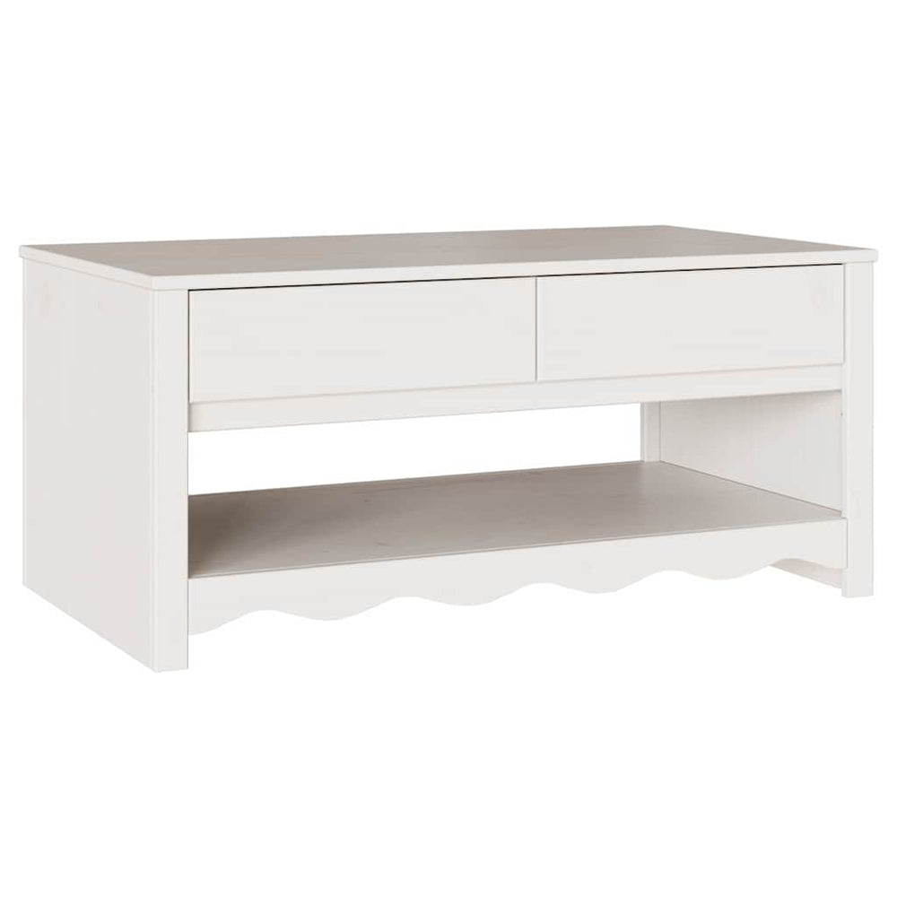 Weißer Couchtisch Drammen, Kiefer massiv, 99cm