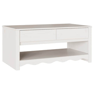 Weißer Couchtisch Drammen, Kiefer massiv, 99cm