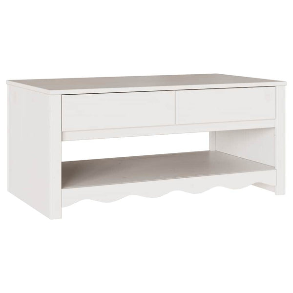 Weißer Couchtisch Drammen, Kiefer massiv, 99cm