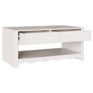 Weißer Couchtisch Drammen, Kiefer massiv, 99cm