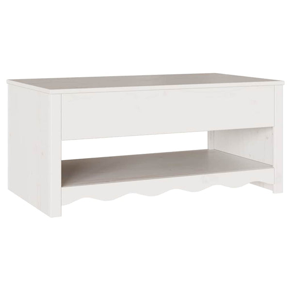 Weißer Couchtisch Drammen, Kiefer massiv, 99cm