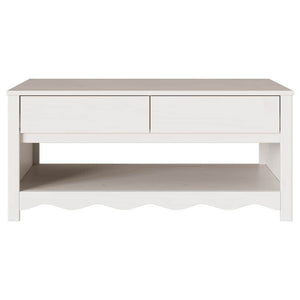 Weißer Couchtisch Drammen, Kiefer massiv, 99cm