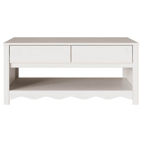 Weißer Couchtisch Drammen, Kiefer massiv, 99cm