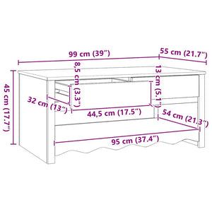 Weißer Couchtisch Drammen, Kiefer massiv, 99cm