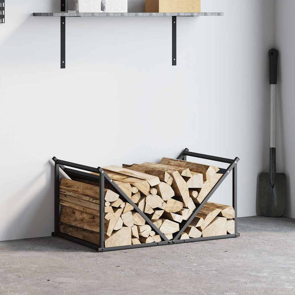 vidaXL Range-bûches noir 70x43x34,5 cm Acier laminé à froid