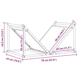 vidaXL Range-bûches noir 70x43x34,5 cm Acier laminé à froid