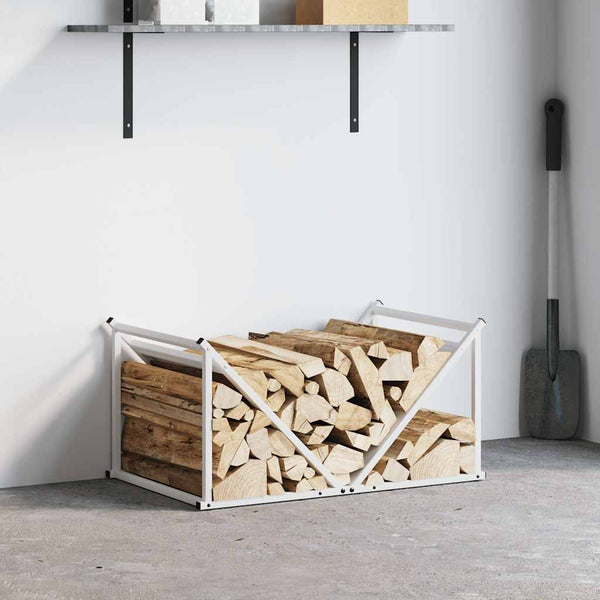 Weißes Kaminholzregal aus Stahl 70x43x34,5 cm