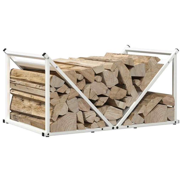 Weißes Kaminholzregal aus Stahl 70x43x34,5 cm