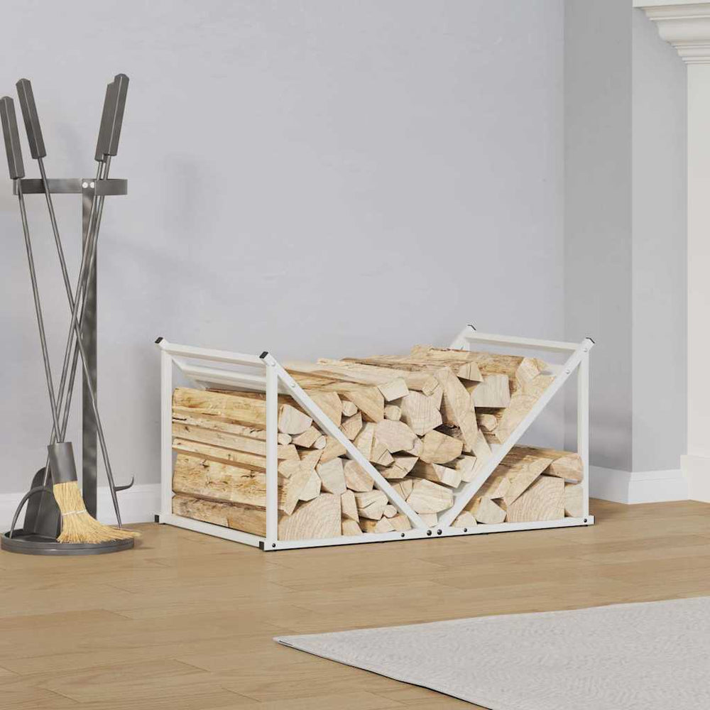 Weißes Kaminholzregal aus Stahl 70x43x34,5 cm