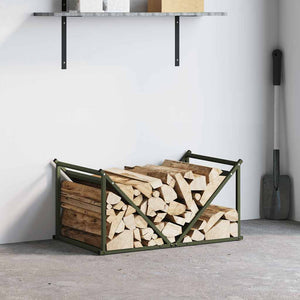 Brennholzregal Olivgrün Stahl 70x43x34,5cm