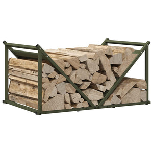 Brennholzregal Olivgrün Stahl 70x43x34,5cm