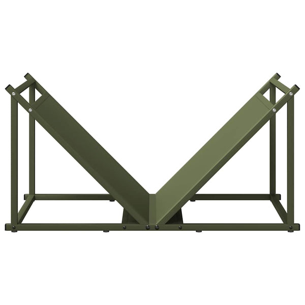 Brennholzregal Olivgrün Stahl 70x43x34,5cm