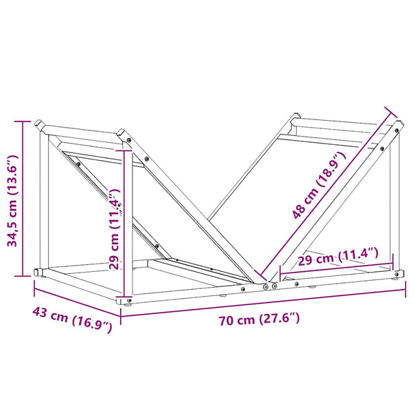 Brennholzregal Olivgrün Stahl 70x43x34,5cm
