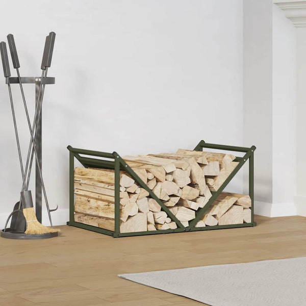 Brennholzregal Olivgrün Stahl 70x43x34,5cm