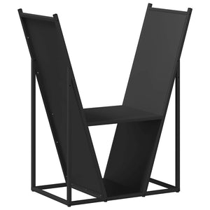 Schwarzes Kaminholzregal aus Stahl