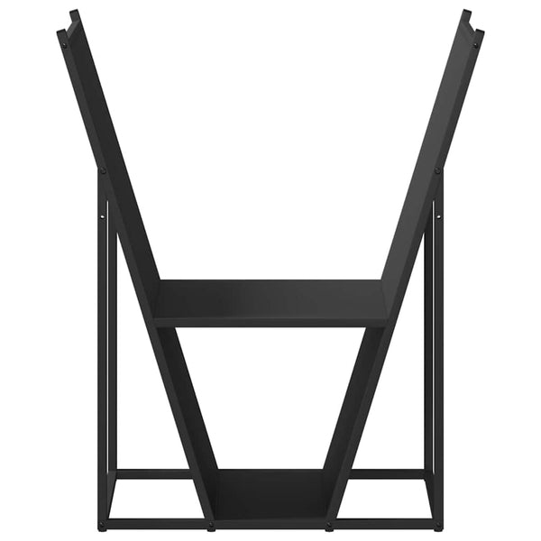 Schwarzes Kaminholzregal aus Stahl
