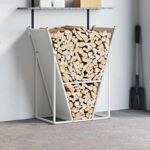 Weißes Brennholzregal aus Stahl, 69,5 cm