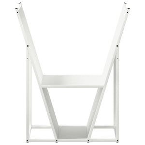 Weißes Brennholzregal aus Stahl, 69,5 cm