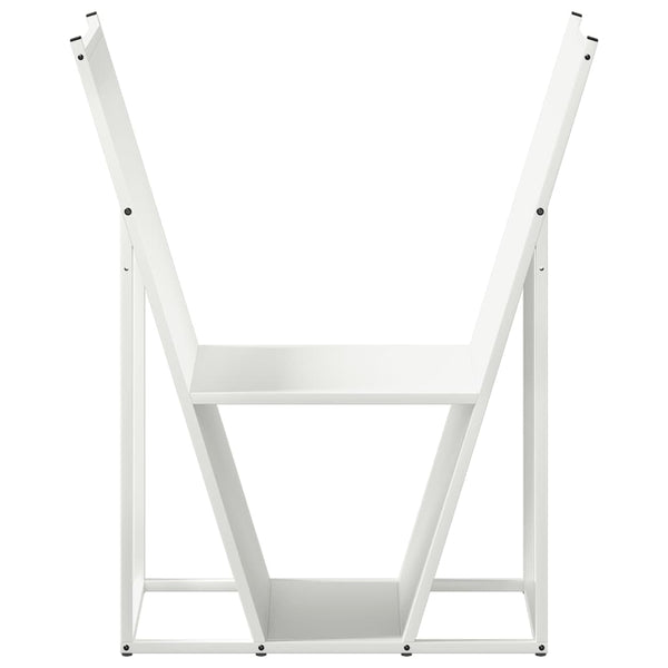 Weißes Brennholzregal aus Stahl, 69,5 cm
