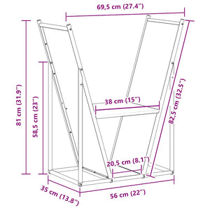 Weißes Brennholzregal aus Stahl, 69,5 cm