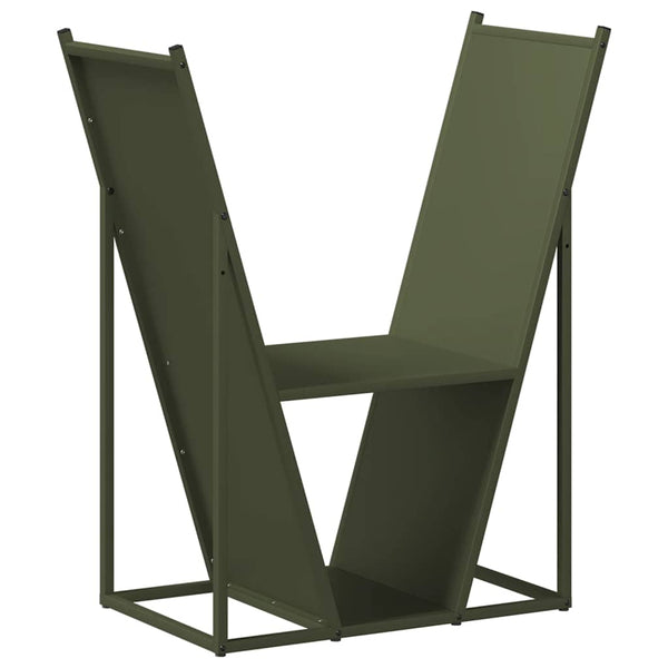 Brennholzregal Olivgrün Stahl 69,5x35x81cm