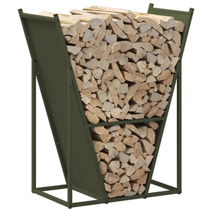 Brennholzregal Olivgrün Stahl 69,5x35x81cm