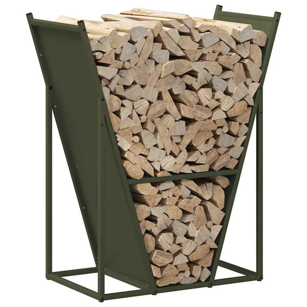 Brennholzregal Olivgrün Stahl 69,5x35x81cm