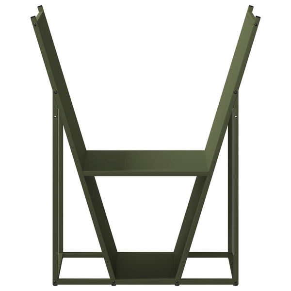 Brennholzregal Olivgrün Stahl 69,5x35x81cm