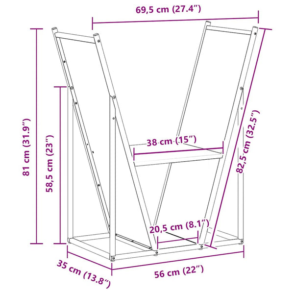 Brennholzregal Olivgrün Stahl 69,5x35x81cm