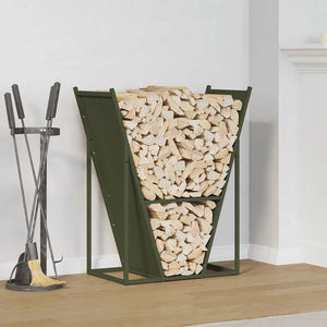 Brennholzregal Olivgrün Stahl 69,5x35x81cm
