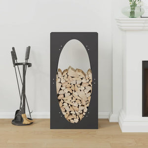 Brennholzregal Schwarz Stahl 50x100 cm
