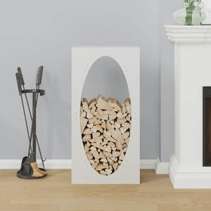 Weißes Kaminholzregal aus Stahl 50x23x100 cm