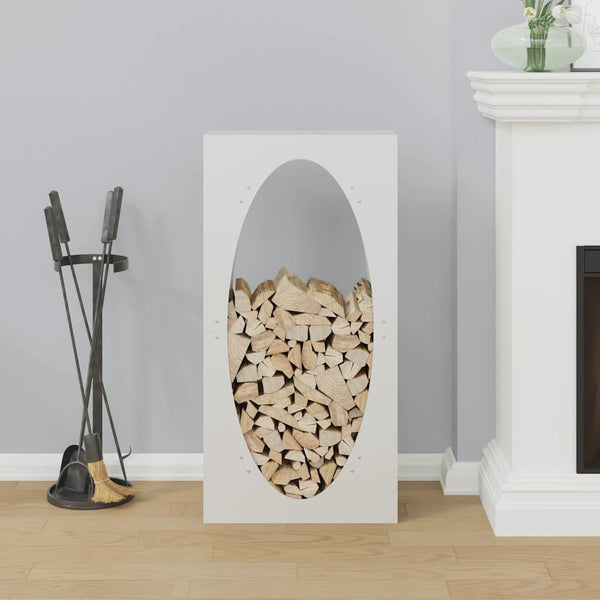 Weißes Kaminholzregal aus Stahl 50x23x100 cm