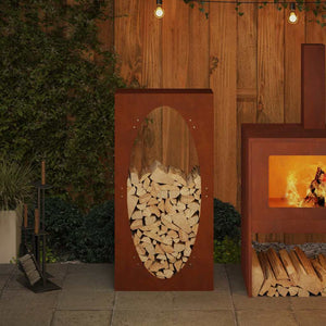 Brennholzregal aus wetterfestem Stahl 50x23x100 cm