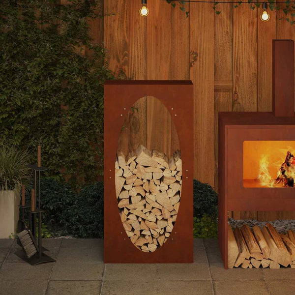 Brennholzregal aus wetterfestem Stahl 50x23x100 cm
