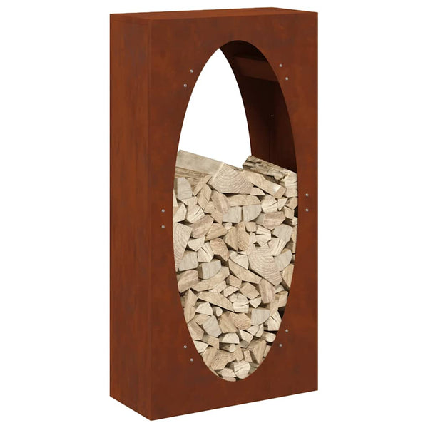 Brennholzregal aus wetterfestem Stahl 50x23x100 cm