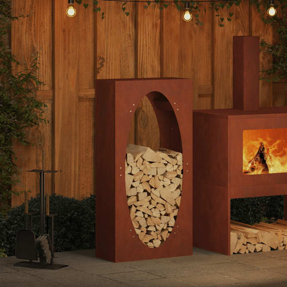 Brennholzregal aus wetterfestem Stahl 50x23x100 cm