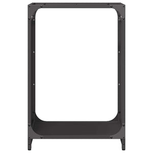 Schwarzes Brennholzregal aus Stahl, 44x65 cm