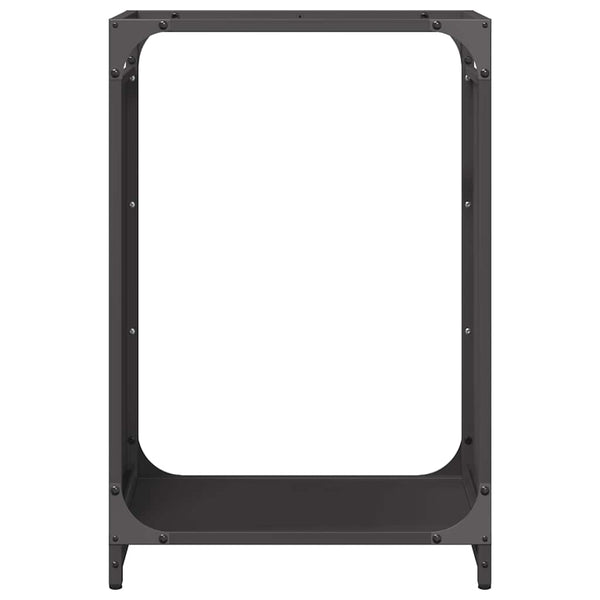 Schwarzes Brennholzregal aus Stahl, 44x65 cm