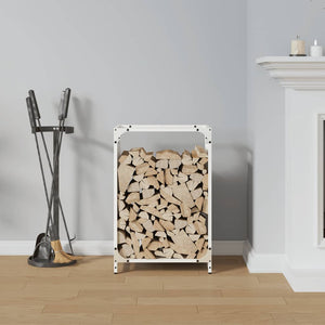 Weißes Brennholzregal Stahl 44x28x65cm