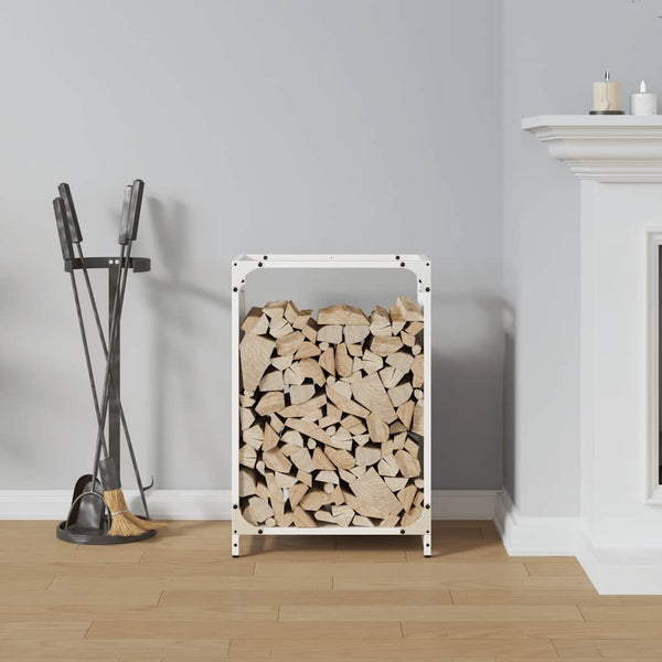 Weißes Brennholzregal Stahl 44x28x65cm