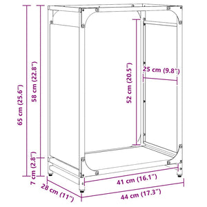 Brennholzregal Anthrazit Stahl 44x28x65 cm