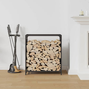Brennholzregal Schwarz 60x28x65 cm
