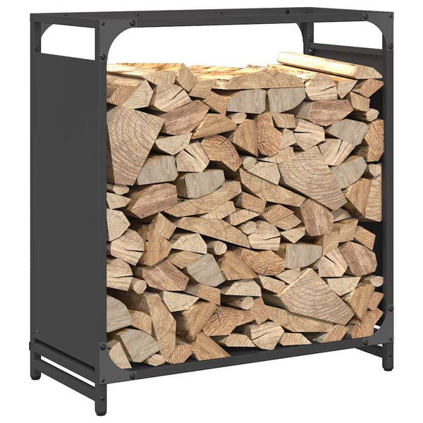 Brennholzregal Schwarz 60x28x65 cm