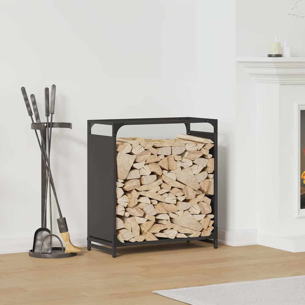 Brennholzregal Schwarz 60x28x65 cm